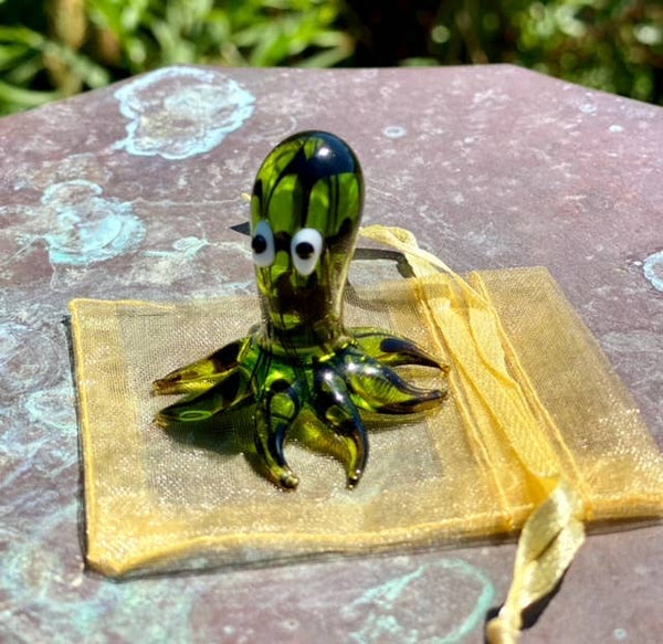 Glass Octopus Sitter Miniature Collectible Figurine