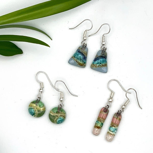 Mini Glass Earrings -not long, tall, nor rectangle