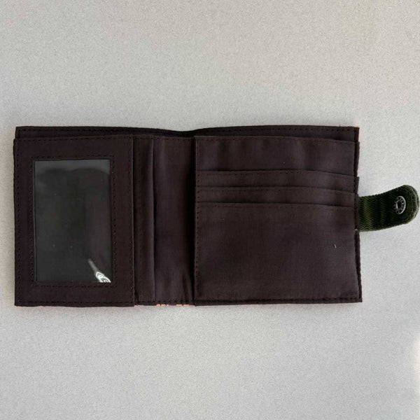 Slim Canvas Square Wallet - Cute Cat Print - Vegan Wallet