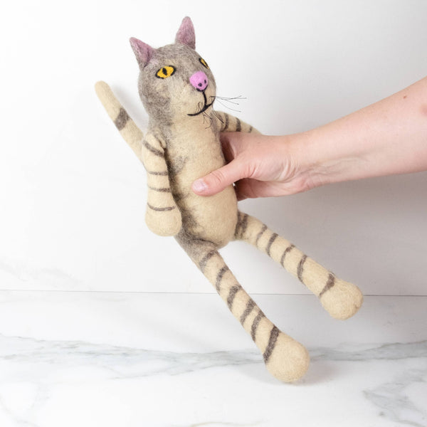 Toys - Sitting Cat - Gray and White Stripe