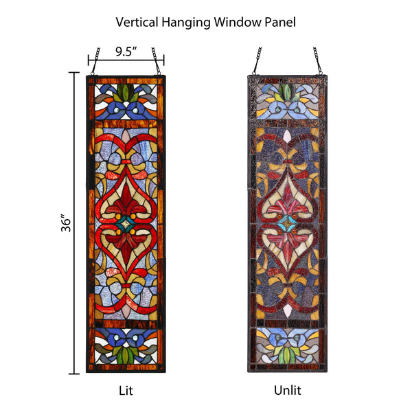 36"H Lani Victorian Stained Glass Window Panel