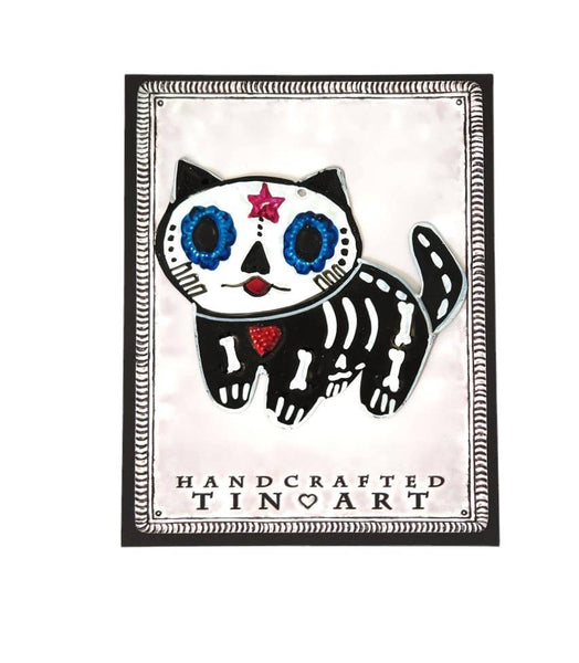 Tin Day of the Dead Cat Ornament