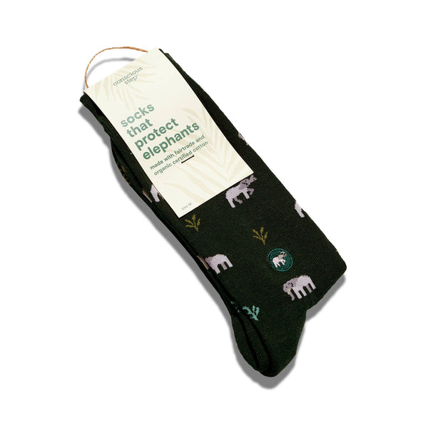 Socks that Protect Elephants (Green Elephants/Medium)