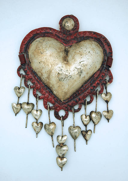 Mexican Tin Heart Wall Accent with Dangles
