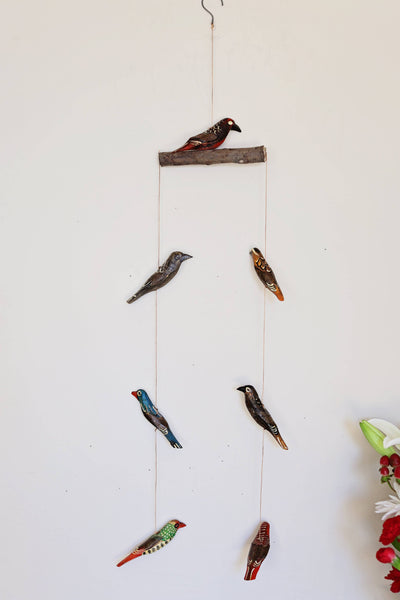 Hand-Painted Wooden Bird Mobile