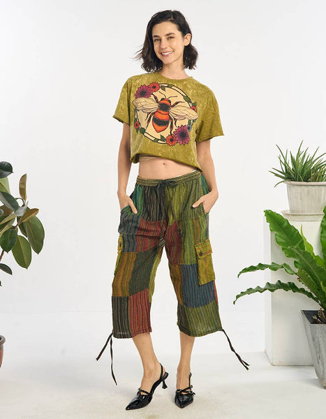 Patched Cotton Capri Pants
