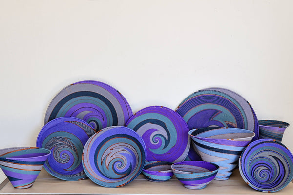 Purple Zulu Wire Baskets - Bowl with Base