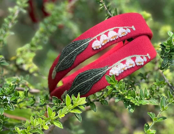 Lily Of The Valley Embroidered Headband, Collection Eva