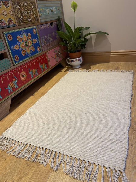 HUSH Hand Loomed Soft Cotton Rug in Muted Colours