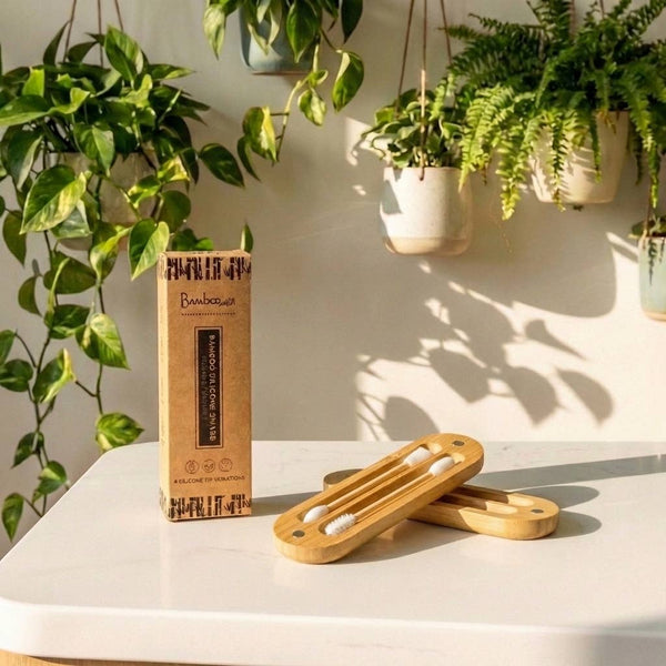 Reusable Bamboo Ear Buds in Case | Selfcare Bestseller