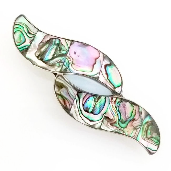 Blue Pacific Abalone & Mother-of-Pearl Hair Clip Barrettes