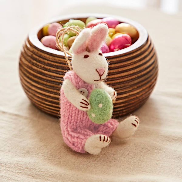 Felt Rabbit with Egg Hanging Decoration
