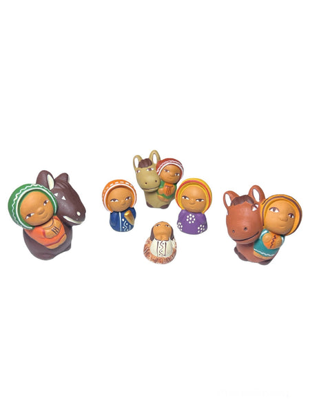 6 Piece Nativity Set, Wisemen With Donkeys