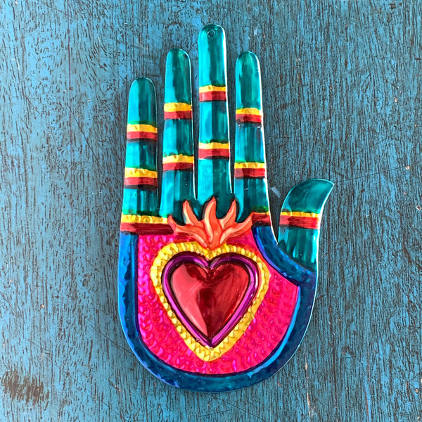 Hand Heart Tin Ornament