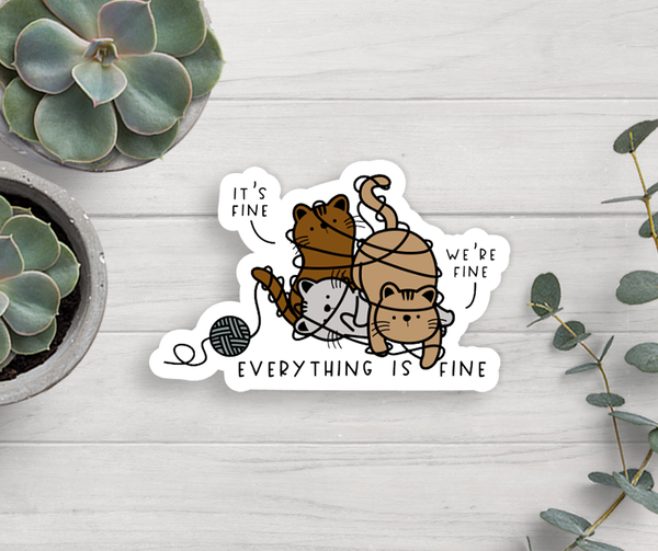 Cats I'm Fine Vinyl Sticker