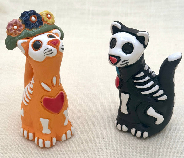 Ceramic Skelly  Cat Couple, Peru