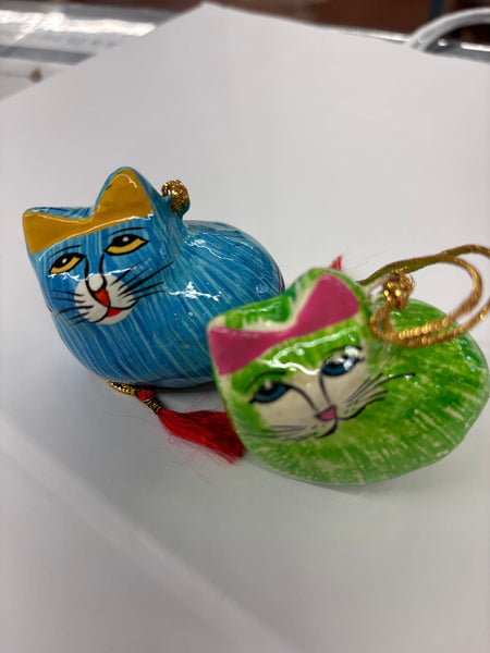 Papier Mache Cat Ornament