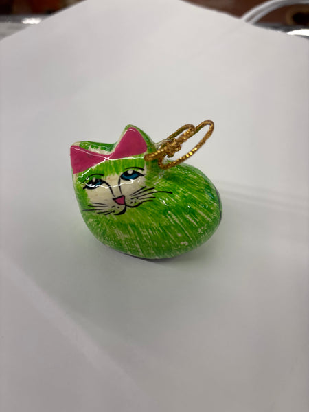 Papier Mache Cat Ornament