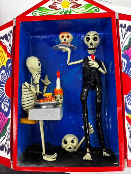 Day of the Dead Retablos Mexican Decor, Skeleton Altarpiece