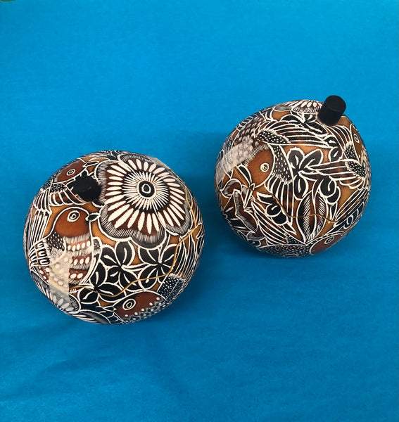 Gourd Box- Bird Designs 5" Peruvian Folk Art