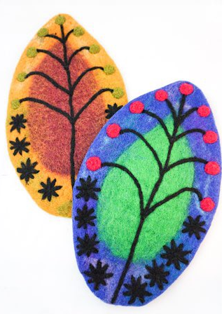 Felted Wool Leaf Shaped Trivet