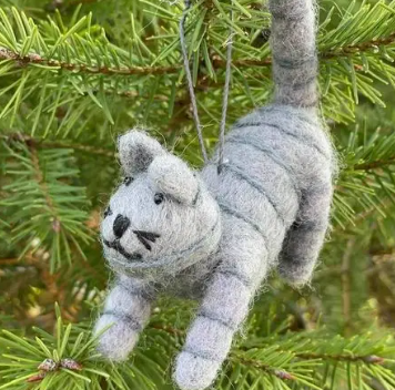 Felted Cat Ornament
