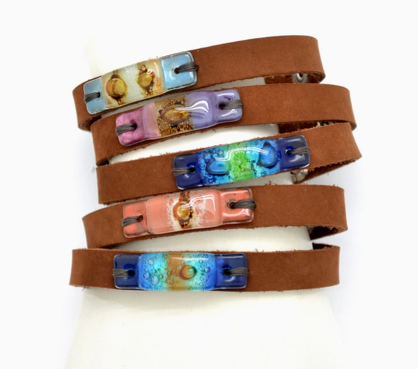 Fused Glass Suede Bracelet