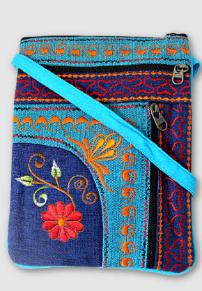 Embroidered Bag w/ Vertical Zip Pocket