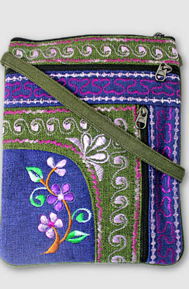 Embroidered Bag w/ Vertical Zip Pocket