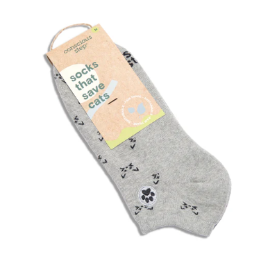 Socks that Save Cats- Grey/Ankle