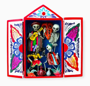 Day of the Dead Retablos Mexican Decor, Skeleton Altarpiece