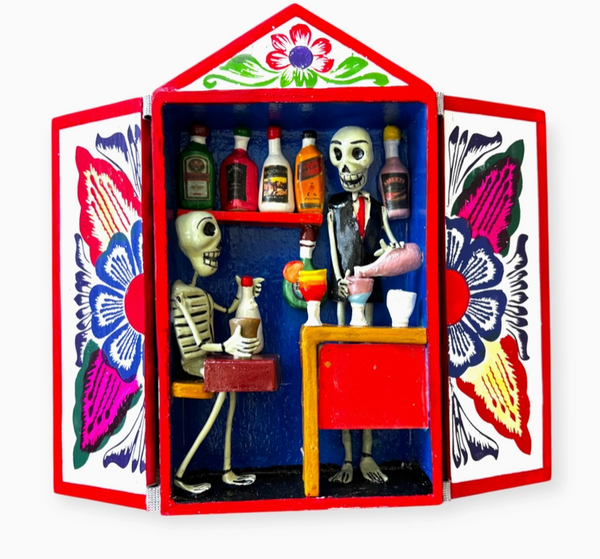 Day of the Dead Retablos Mexican Decor, Skeleton Altarpiece