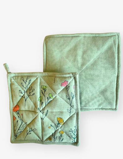 Floral Print Cotton Potholder