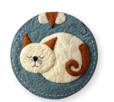 Felted Wool Sleeping Cat Trivet
