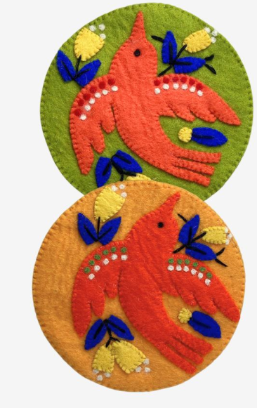 Felted Bird Embroidered Trivet
