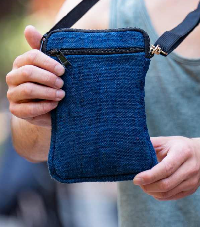 Vertical Hemp Zip Passport Bag