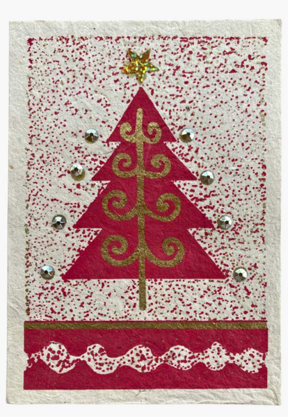 Christmas Tree w/ splattering & sparkles Card Set