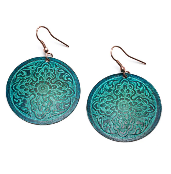 Devika Teal Disc Drop Earrings