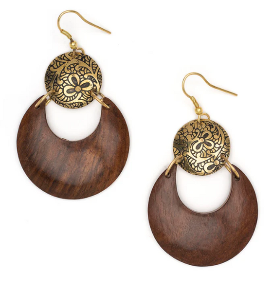 Earth and Fire Moon Drop Earrings