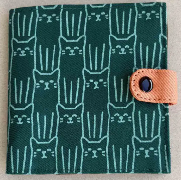 Slim Canvas Square Wallet - Cute Cat Print - Vegan Wallet