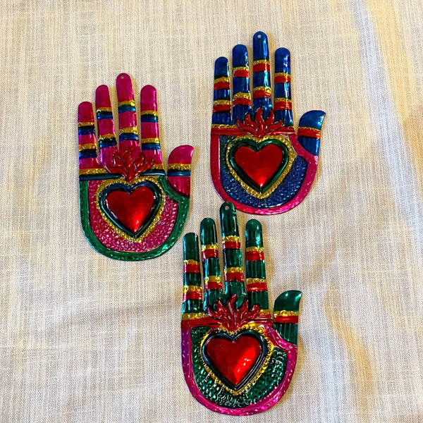 Hand Heart Tin Ornament