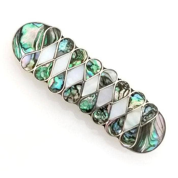 Blue Pacific Abalone & Mother-of-Pearl Hair Clip Barrettes