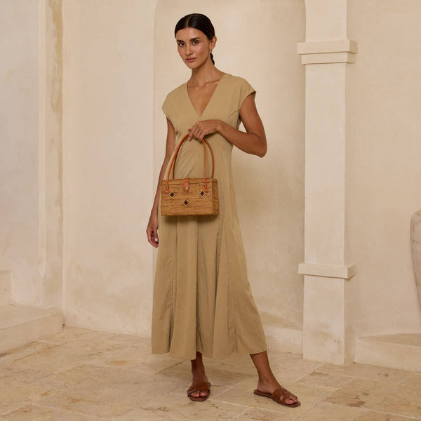 Ata Vine Rattan Box Handbag with Diamond Pattern