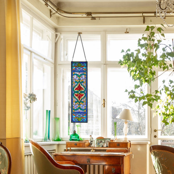 36"H Lani Victorian Stained Glass Window Panel