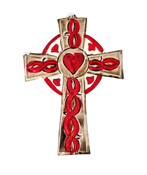 Handcrafted Crimson Celtic Cross Ornament