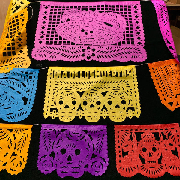Medium Plastic Day of the Dead Papel Picado Banners – Dozen