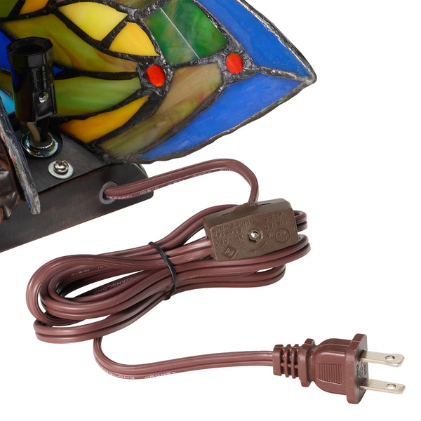 9.5"H Luella Red Butterfly Wings Stained Glass Accent Lamp