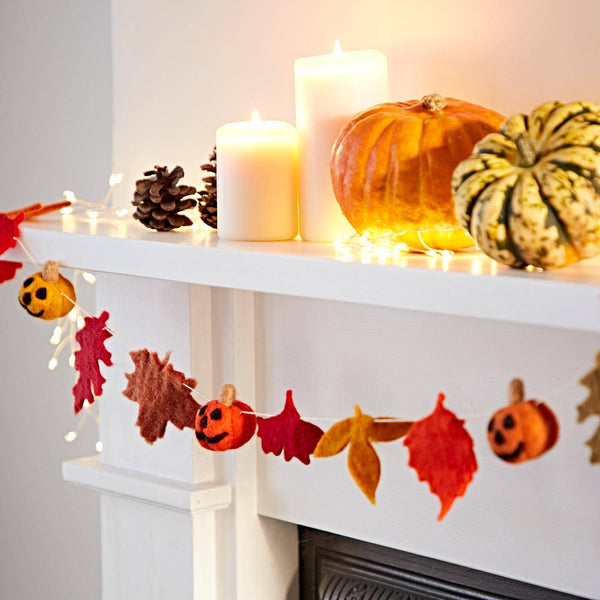Felt Pumpkin and Leaves Autumn Garland