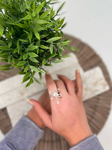 Silver Plated Adjustable Ring - Dragonfly