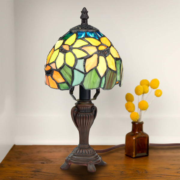 12"H Sunflower Blossoms Candlestick Accent Lamp
